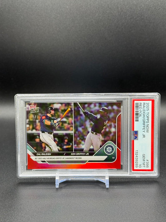 2025 Topps Now Baseball Cal Raleigh/Ken Griffey Jr. #398 Red Foil PSA 10