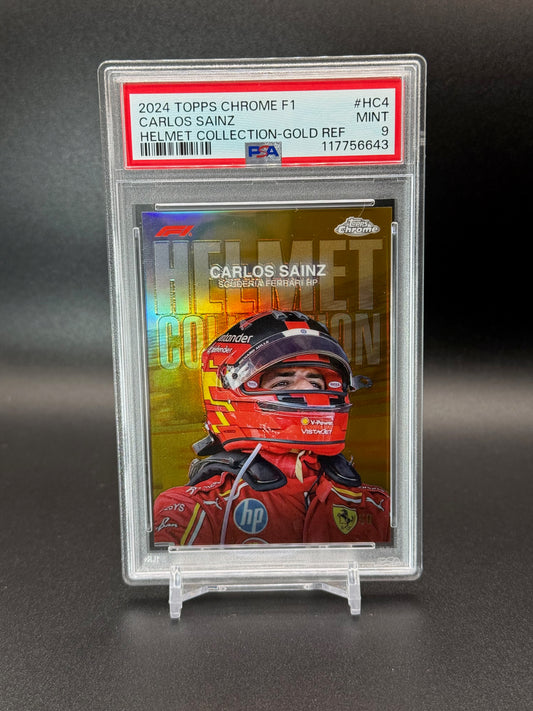 2024 Topps Chrome Formula 1 Carlos Sainz Gold PSA 9