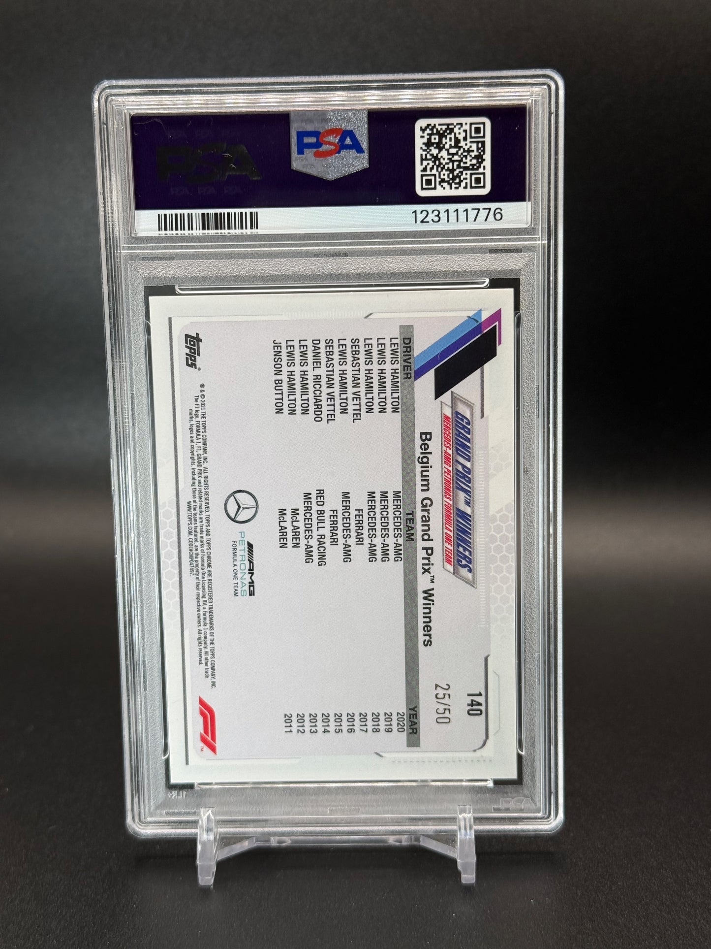 2021 Topps Chrome Formula 1 Lewis Hamilton Gold PSA 10