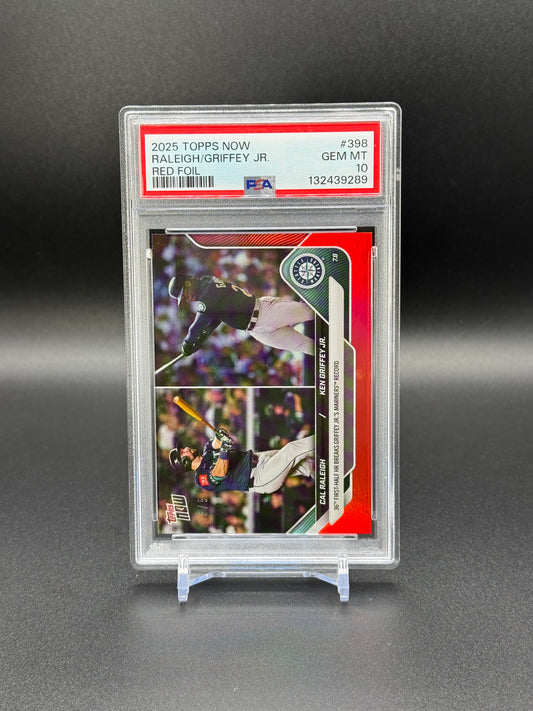2025 Topps Now Baseball Cal Raleigh/Ken Griffey Jr. #398 Red Foil PSA 10