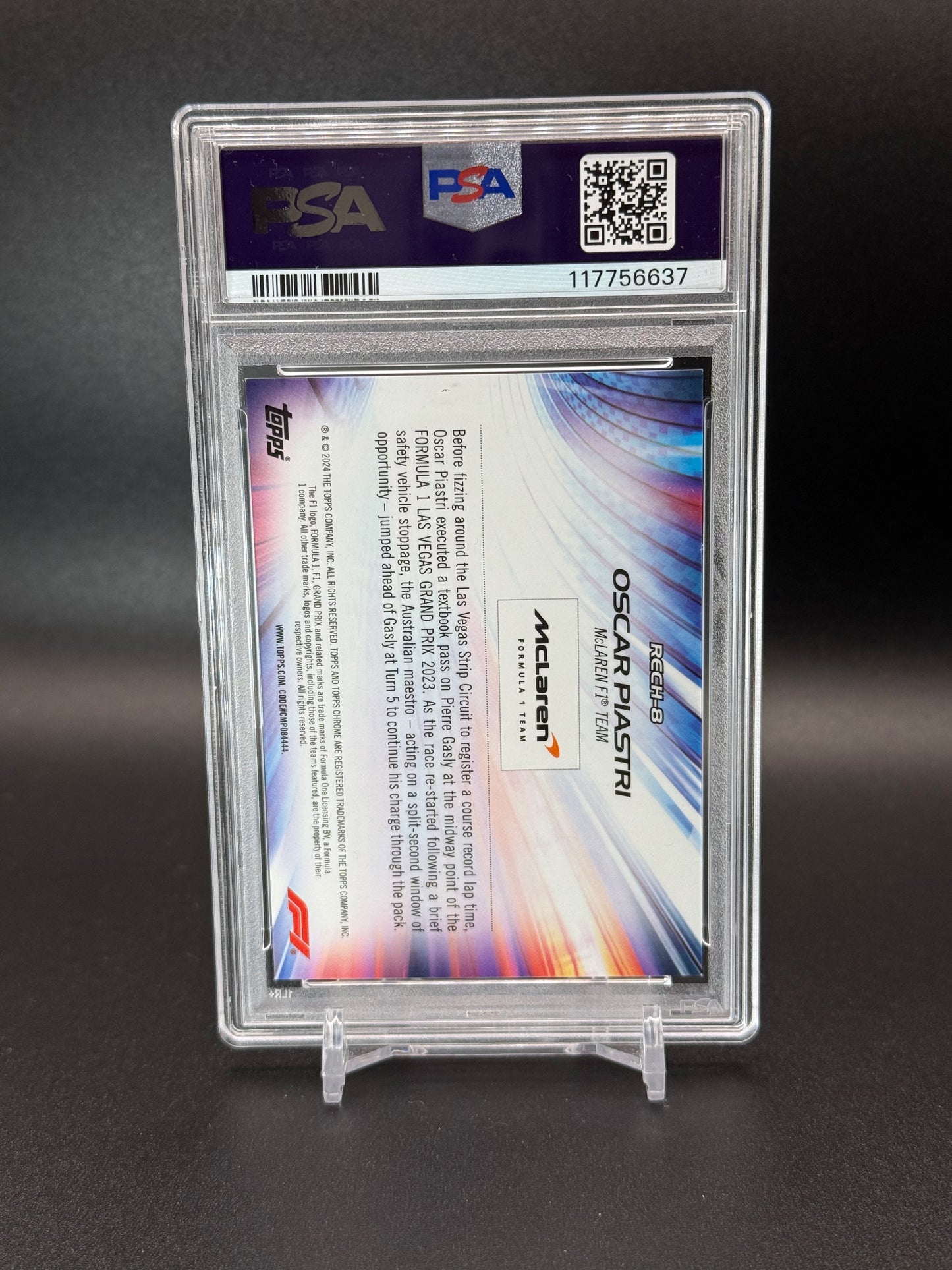 2024 Topps Chrome Sapphire Formula 1 Oscar Piastri Re-Charged #8 Gold 10/50 PSA 9