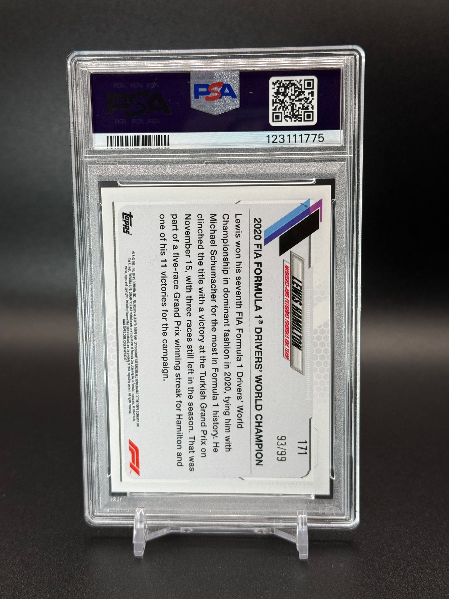 2021 Topps Chrome F1 Lewis Hamilton #171 Green Raywave 93/99 PSA 9