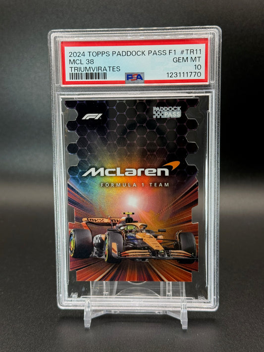 2024 Topps Fomula 1 Paddock Pass McLaren Triumvirates Die-Cut PSA 10