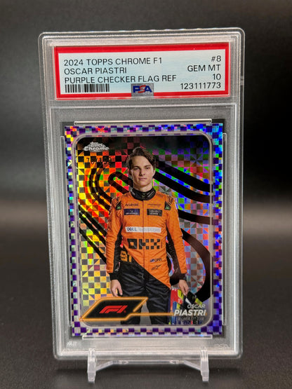 2024 Topps Chrome Formula 1 Oscar Piastri Purple Checker PSA 10