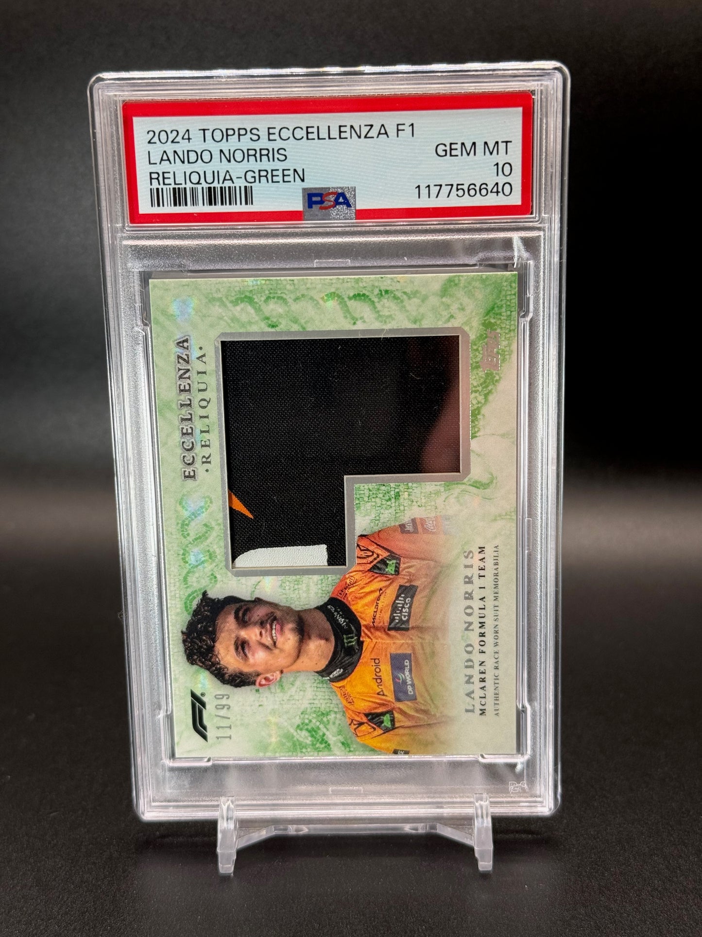 2024 Topps Eccellenza Formula 1 Lando Norris Relic Green PSA 10